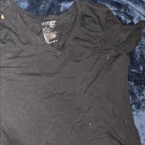 Terra & Sky Black V-Neck Top